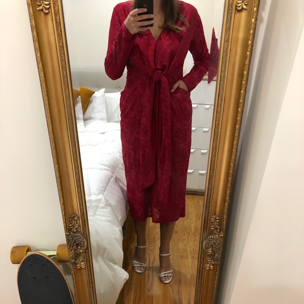 Zara midi red tie dress